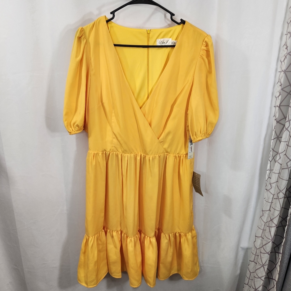 Eliza J ruffled dress bright yellow size 12